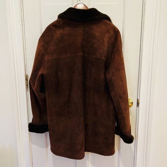 Vakko Vintage Women's Jacket Coat Size Large Brown Shearling Pockets Casual - Picture 12 of 16